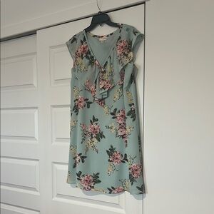 Maison Jules Green Sundress with Flutter Sleeves and V-Neck